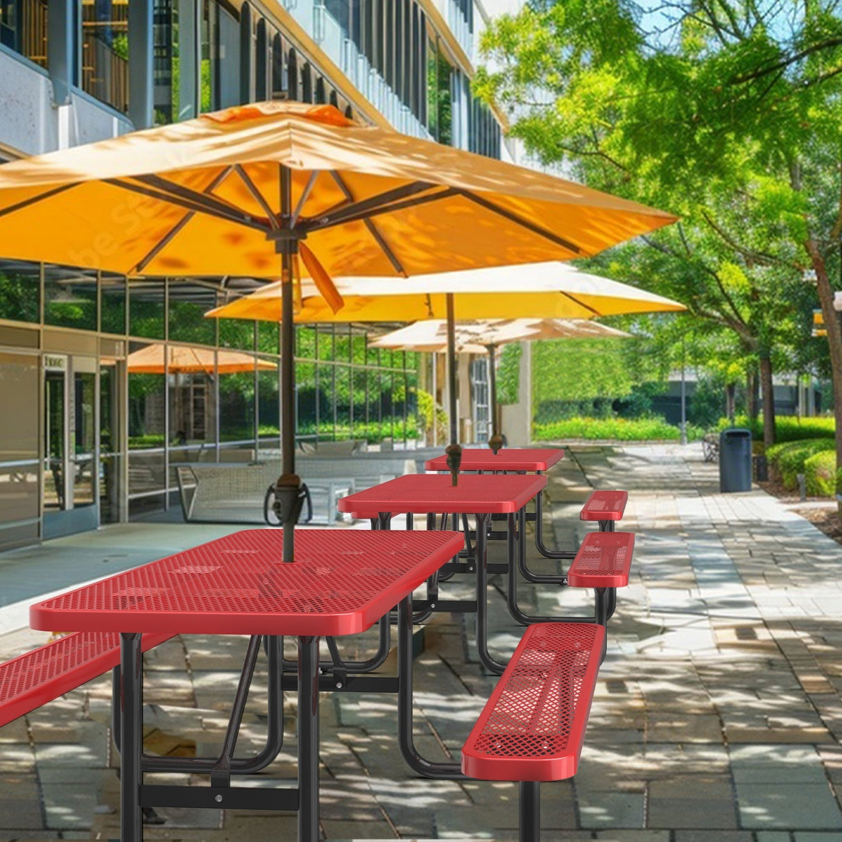 6ft Rectangle Picnic Table With Umbrella Hole