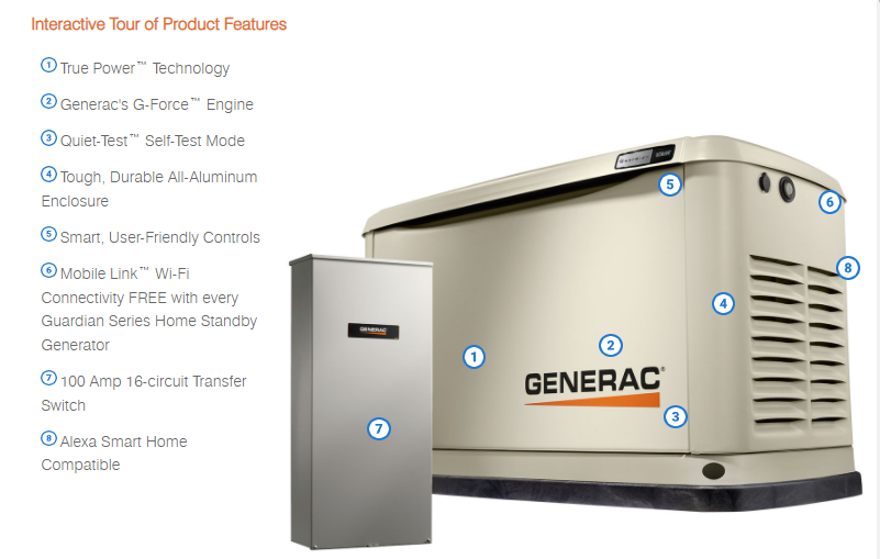 Generac Standby Generator, 10kW | With 16-Circuit Transfer Switch | WiFi Enabled
