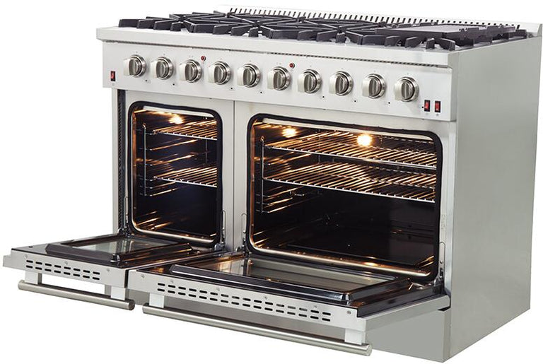 FORNO Appliance Package - 48" Gas Range, Dishwasher, 48" Refrigerator, AP-FFSGS6244-48-11
