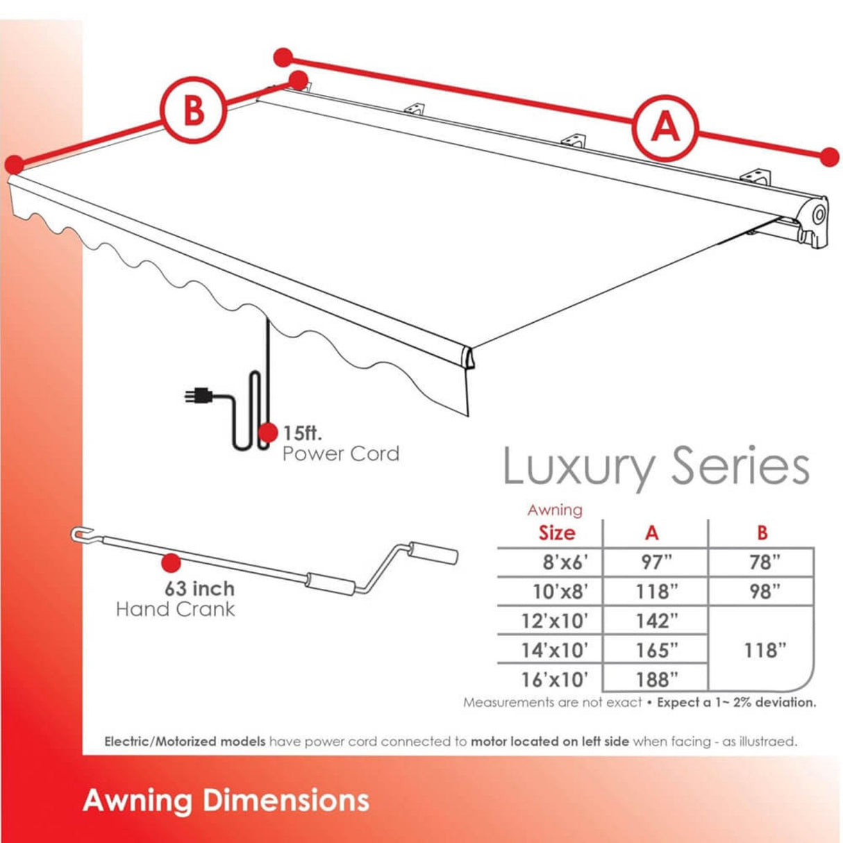 Advaning Luxury Series Fully Assembled Retractable Sun Shade Canopy Awning (SAK31549)