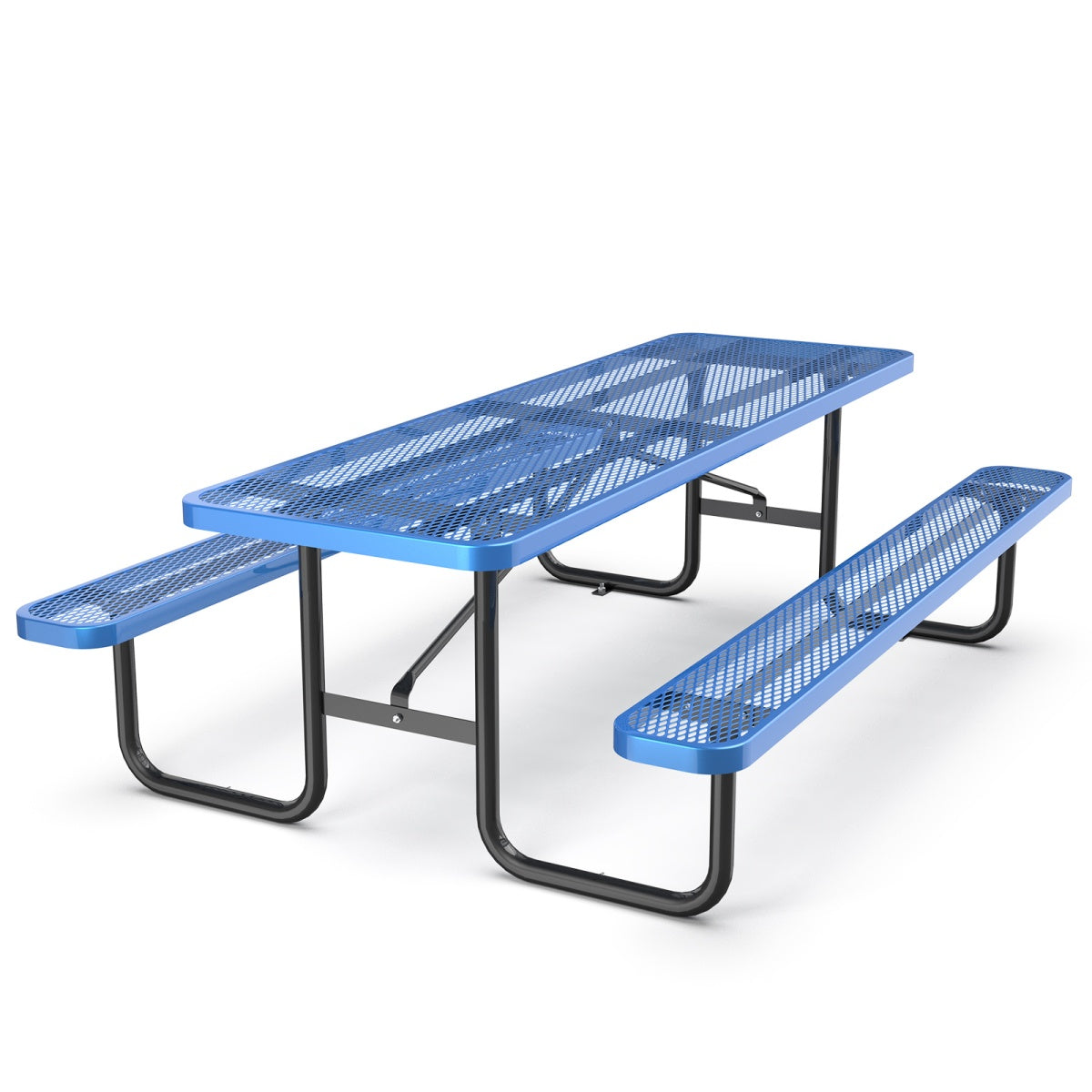 8 ft Metal Picnic Tables for Outdoors, Rectangle Coated Steel Patio Furniture Set