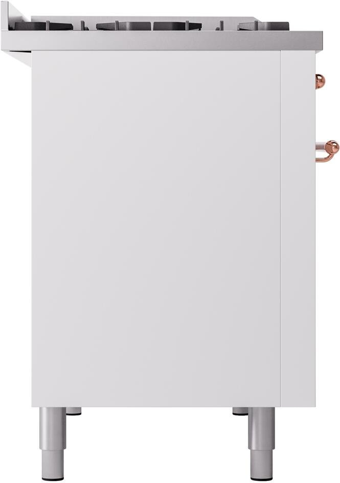 ILVE Nostalgie II 48-Inch Dual Fuel Freestanding Range in White with Copper Trim (UP48FNMPWHPLP)