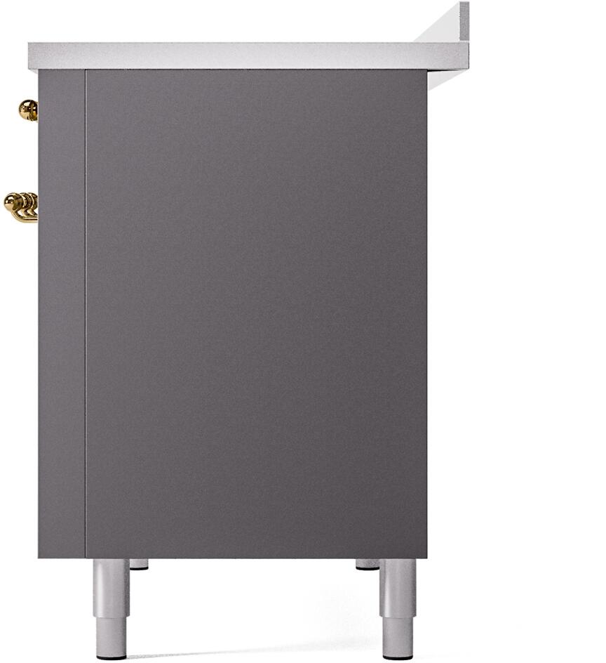 ILVE Nostalgie II 48-Inch Limited Edition Induction Range in Matte Graphite with Brass Trim (UPI486NMPMGG)