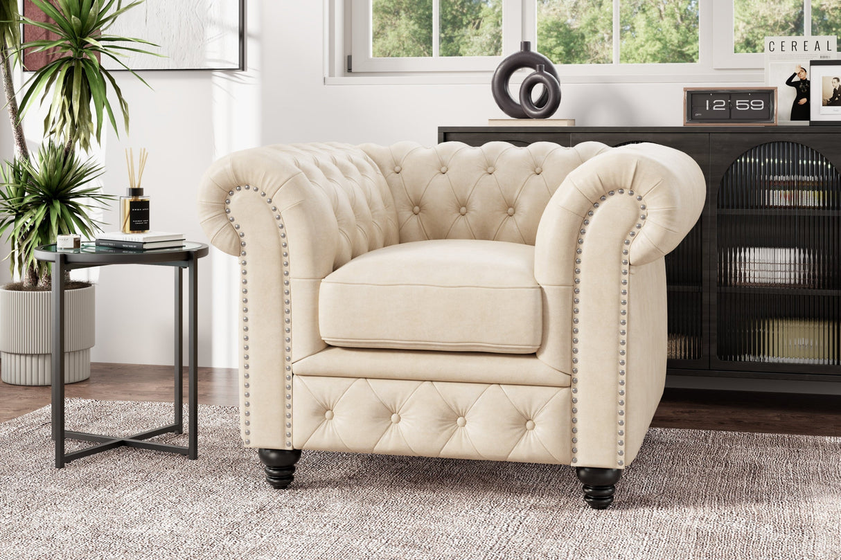 Parma Leather Chesterfield Accent Chair