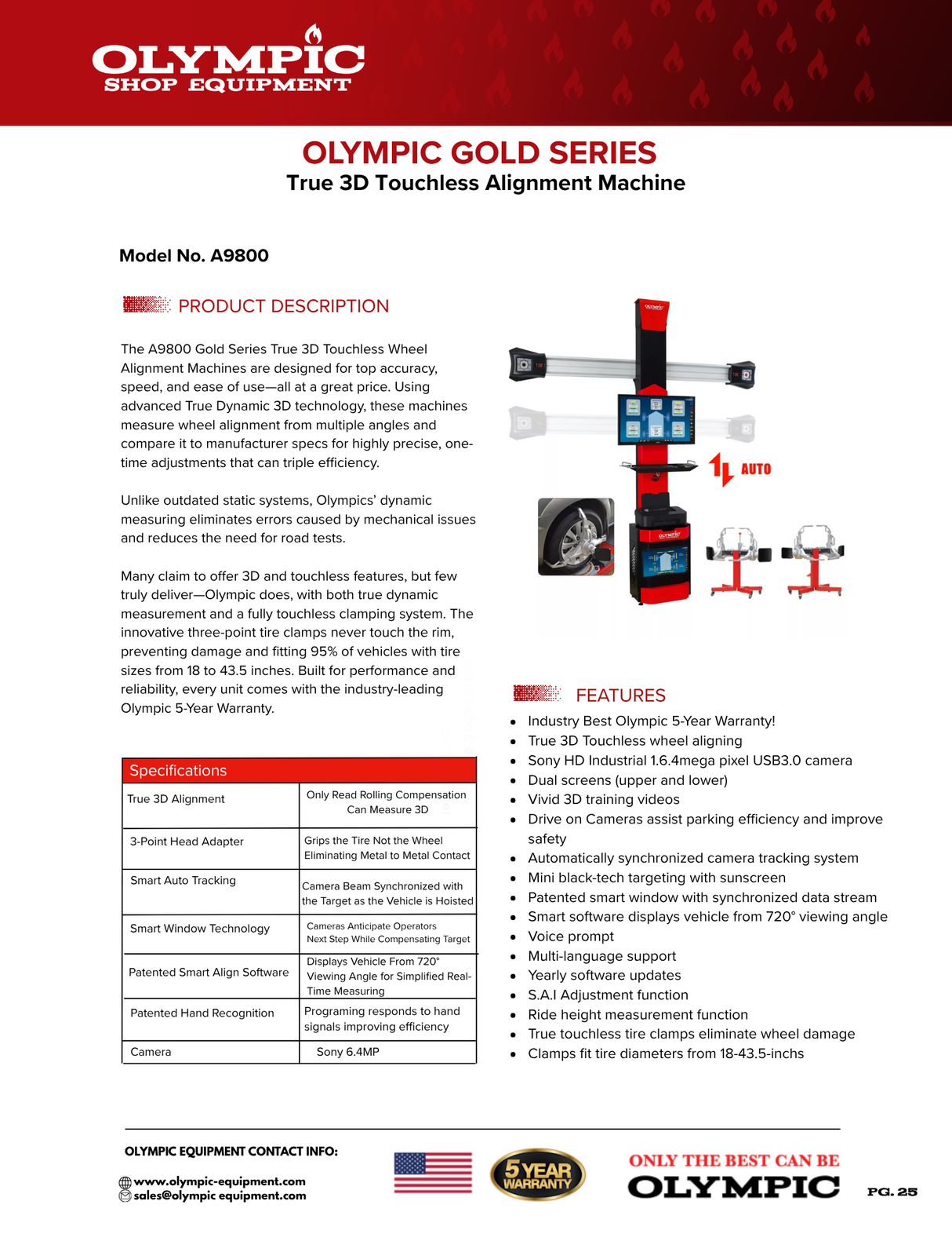 Olympic A9800 True 3D Touchless Alignment Machine