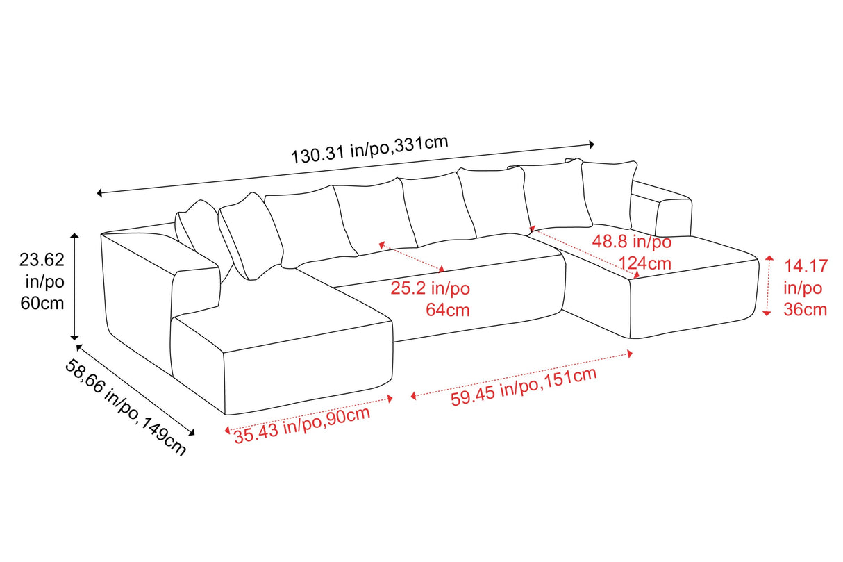 Alexus Corduroy Fabric Sectional Sofa