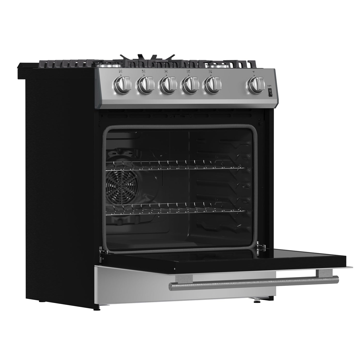 FORNO Espresso Leonardo 30" 5 cu. ft. Gas Range in Stainless Steel with Silver Handles, FFSGS1116-30