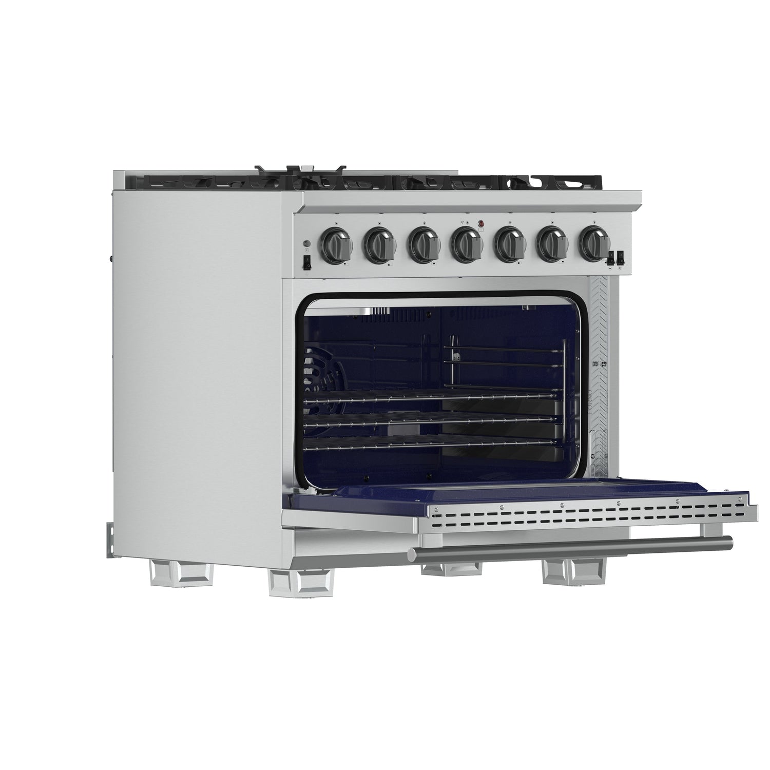 FORNO Capriasca 36" 5.36 cu. ft. Gas Range with 6 Italian Burners in Stainless Steel, FFSGS6260-36