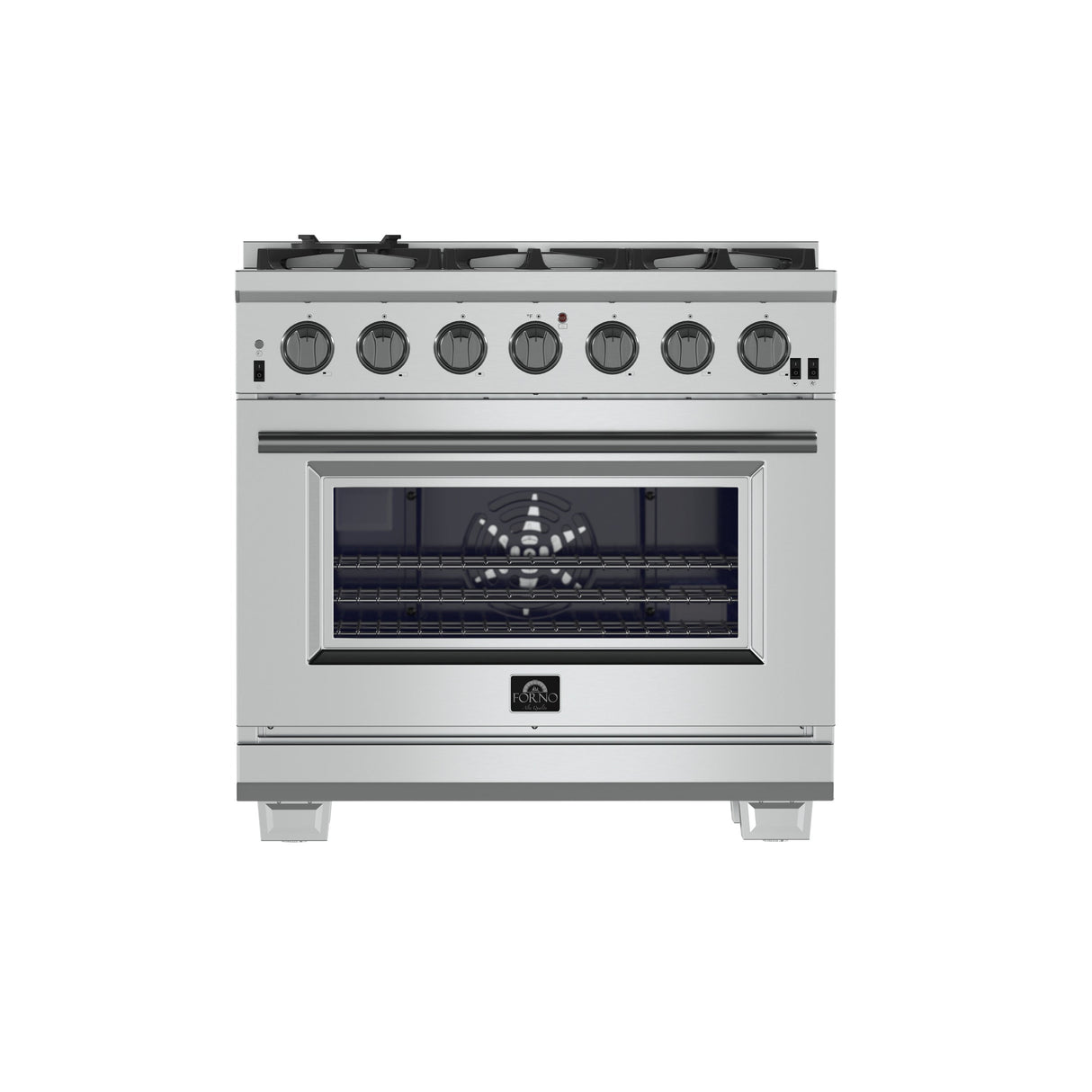 FORNO Capriasca 36" 5.36 cu. ft. Gas Range with 6 Italian Burners in Stainless Steel, FFSGS6260-36
