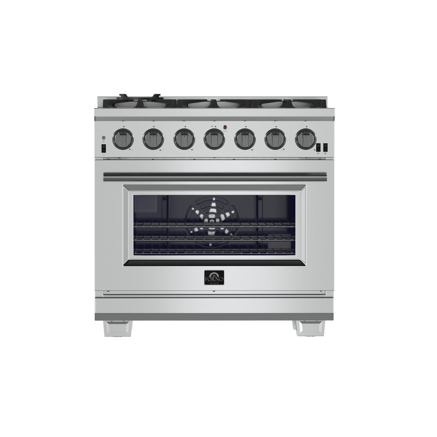 FORNO Capriasca 36" 5.36 cu. ft. Gas Range with 6 Italian Burners in Stainless Steel, FFSGS6260-36