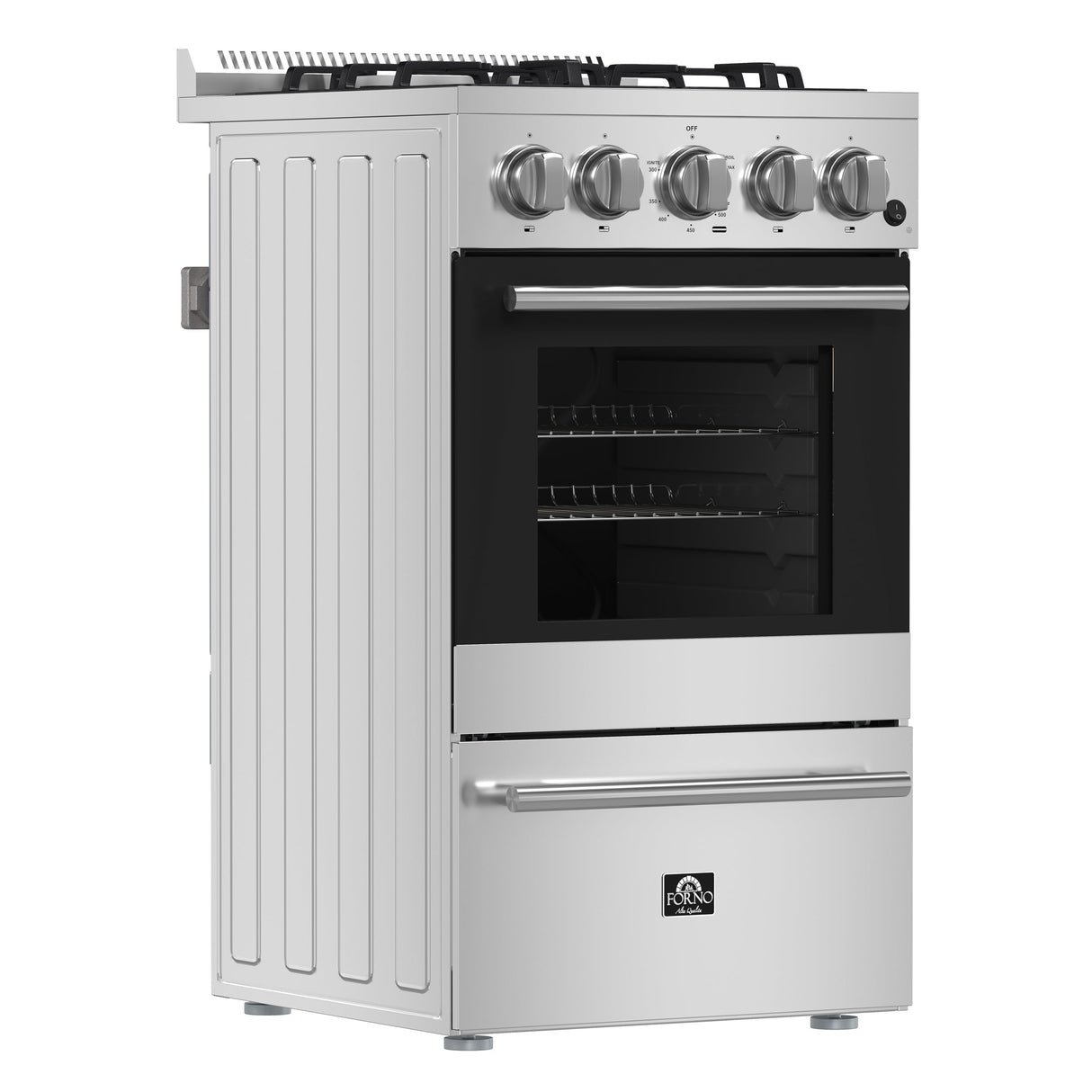 FORNO Lamazze 20" 2.05 cu. ft. Freestanding Gas Range with 4 Sealed Burners in Stainless Steel, FFSGS6265-20