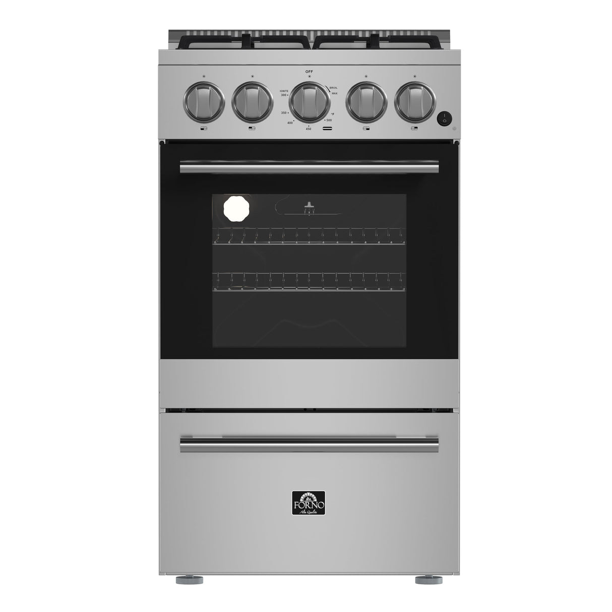 FORNO Lamazze 20" 2.05 cu. ft. Freestanding Gas Range with 4 Sealed Burners in Stainless Steel, FFSGS6265-20