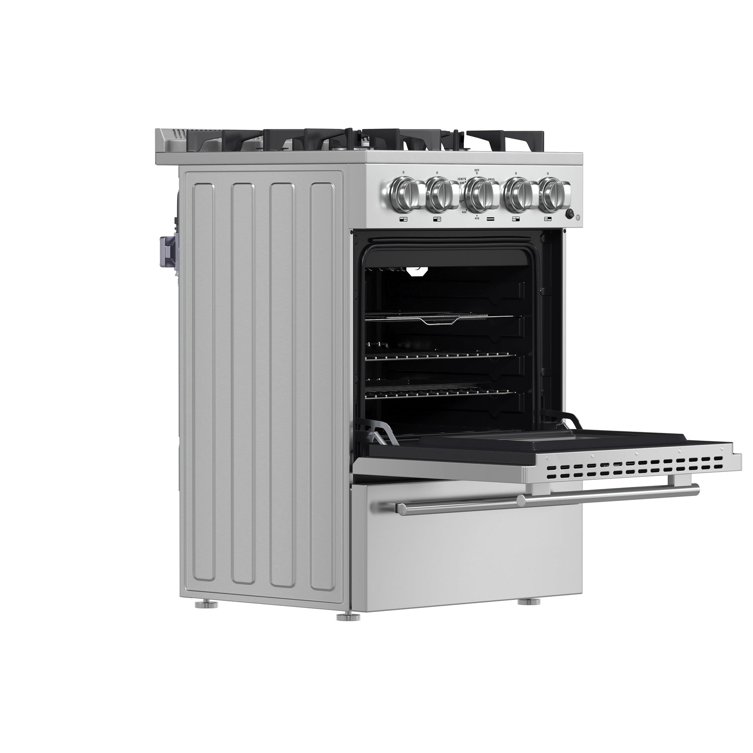 FORNO Breno 24" 2.3 cu. ft. Freestanding Gas Range with 4 Sealed Burners in Stainless Steel, FFSGS6272-24