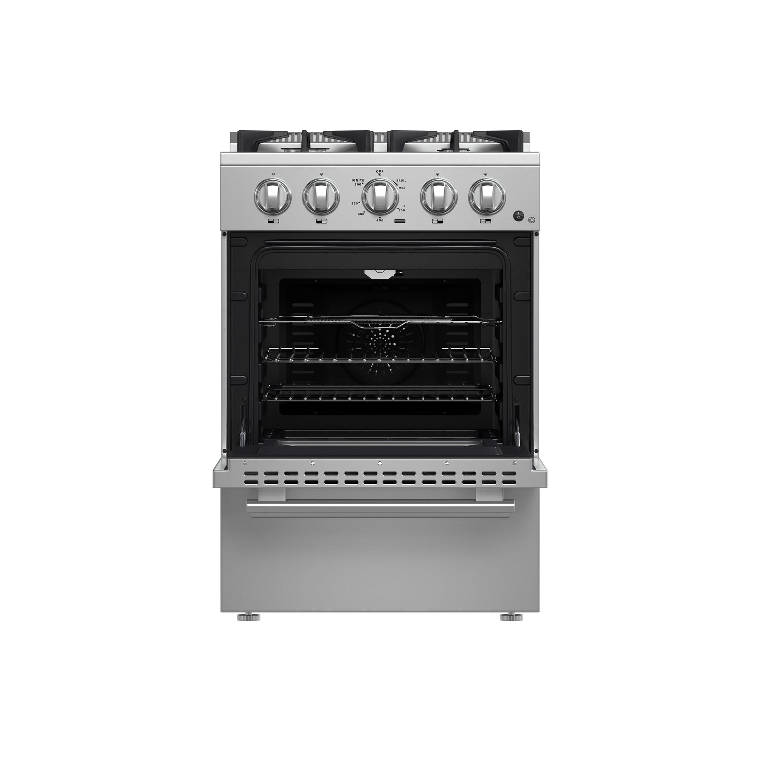 FORNO Breno 24" 2.3 cu. ft. Freestanding Gas Range with 4 Sealed Burners in Stainless Steel, FFSGS6272-24