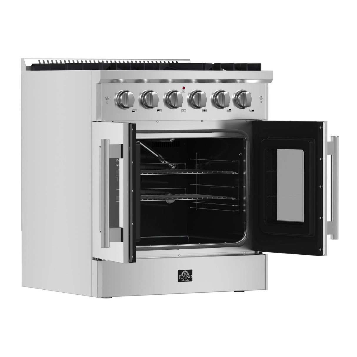 FORNO Galiano 30" 4.32 cu. ft. Freestanding Gas Range with French Door and 5 Burners, FFSGS6444-30