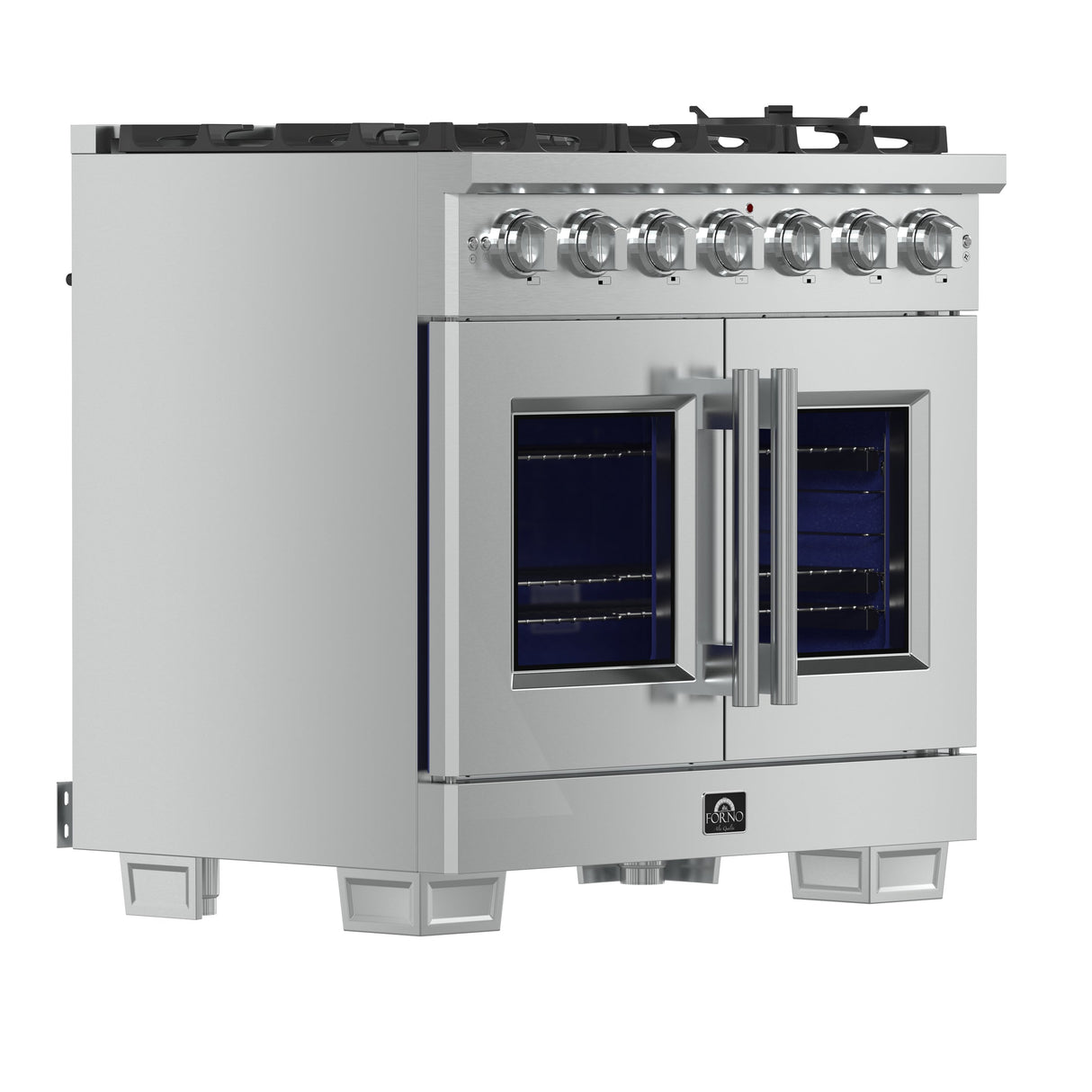 FORNO Capriasca 36" 5.36 cu. ft. Professional Gas Range with French Door and 6 Sealed Burners, FFSGS6460-36
