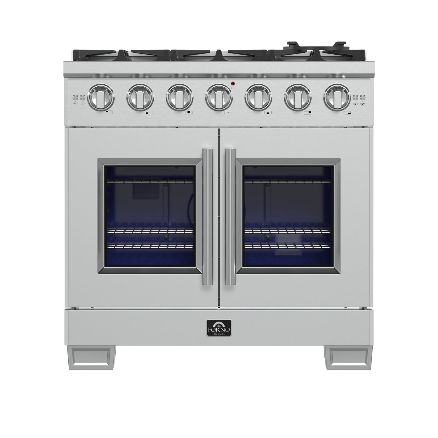 FORNO Capriasca 36" 5.36 cu. ft. Professional Gas Range with French Door and 6 Sealed Burners, FFSGS6460-36