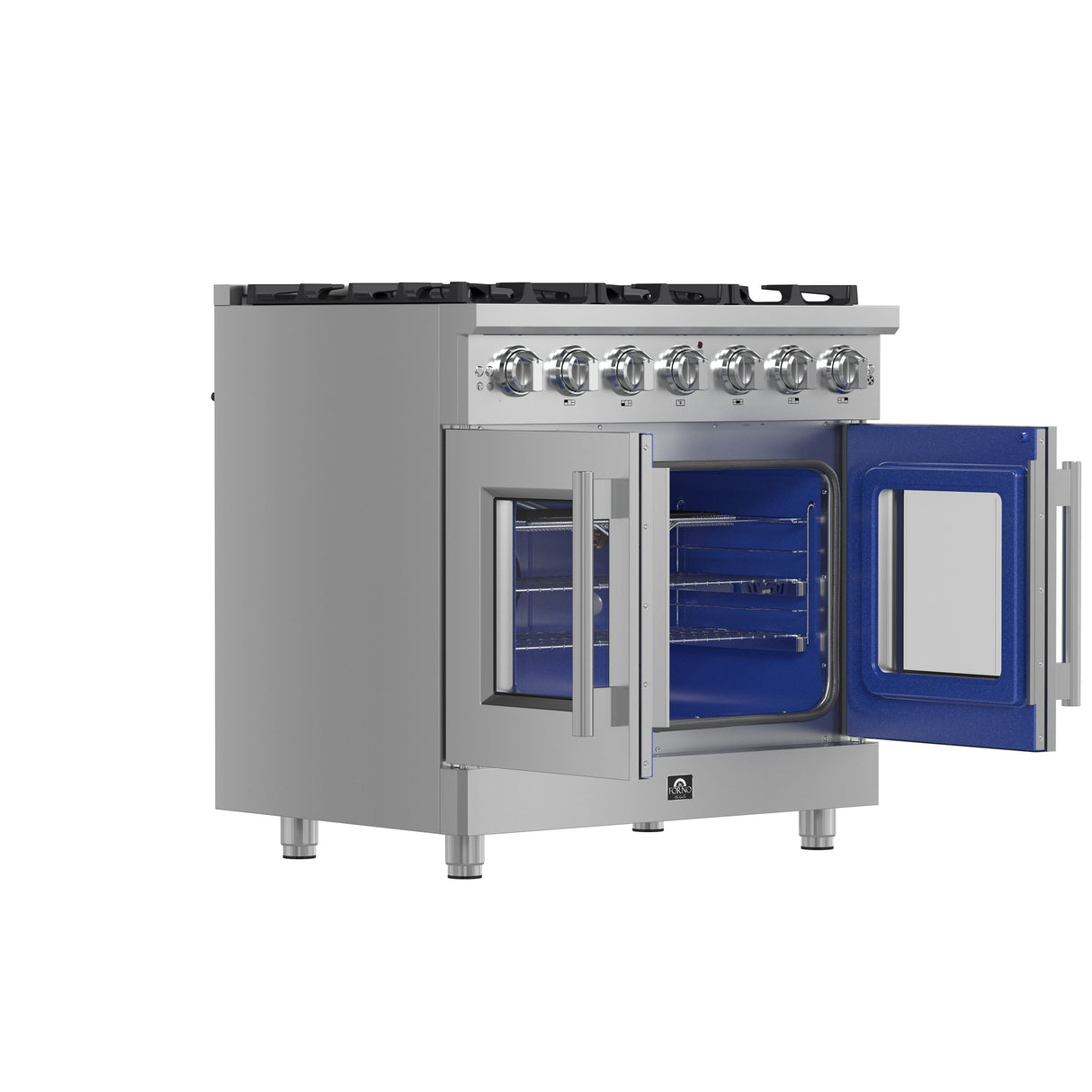 FORNO Massimo 36" 5.36 cu. ft. Freestanding French Door Gas Range with 6 Burners, FFSGS6439-36