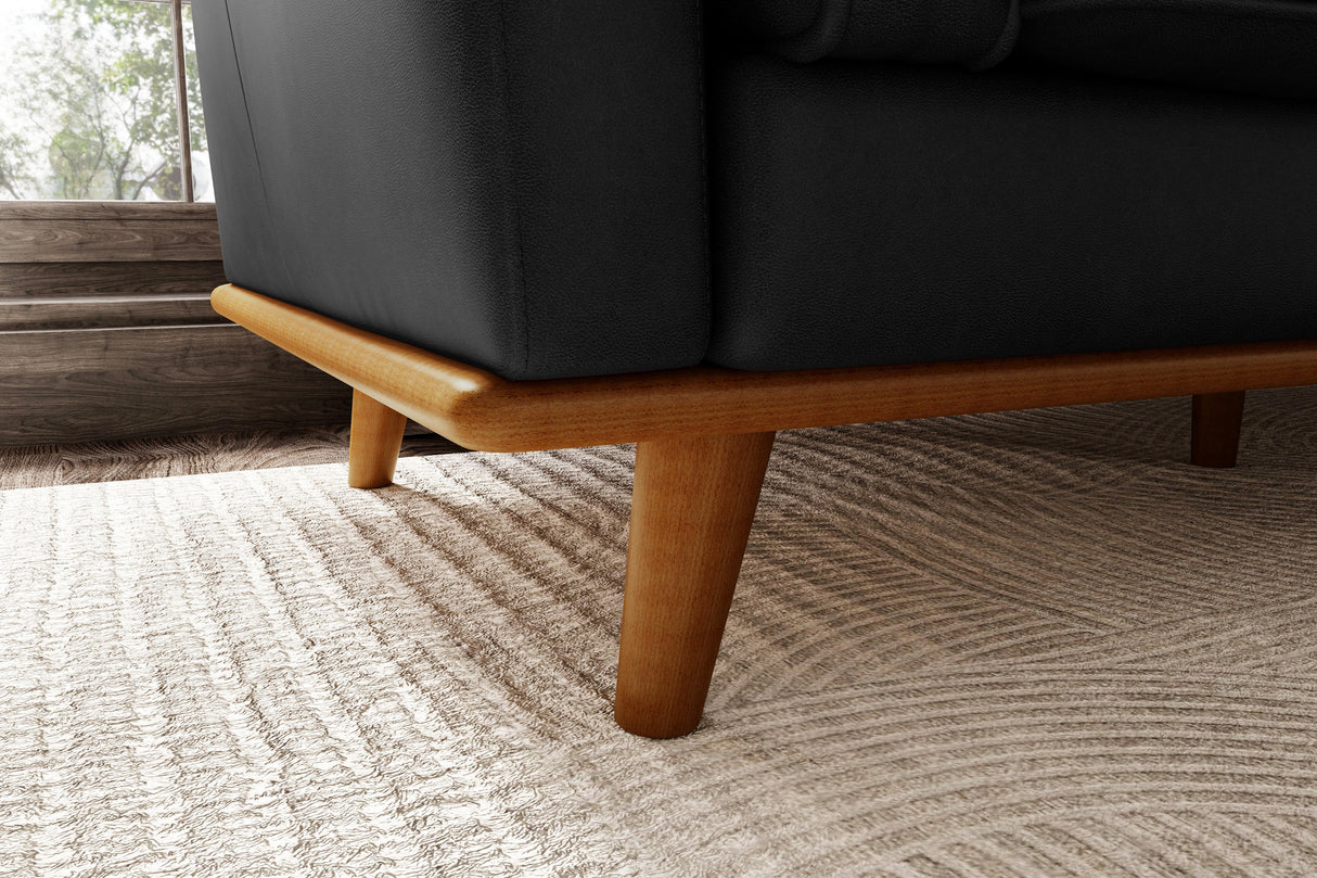 Valencia Artisan Top Grain Leather Wide Three Seats Sofa, Black