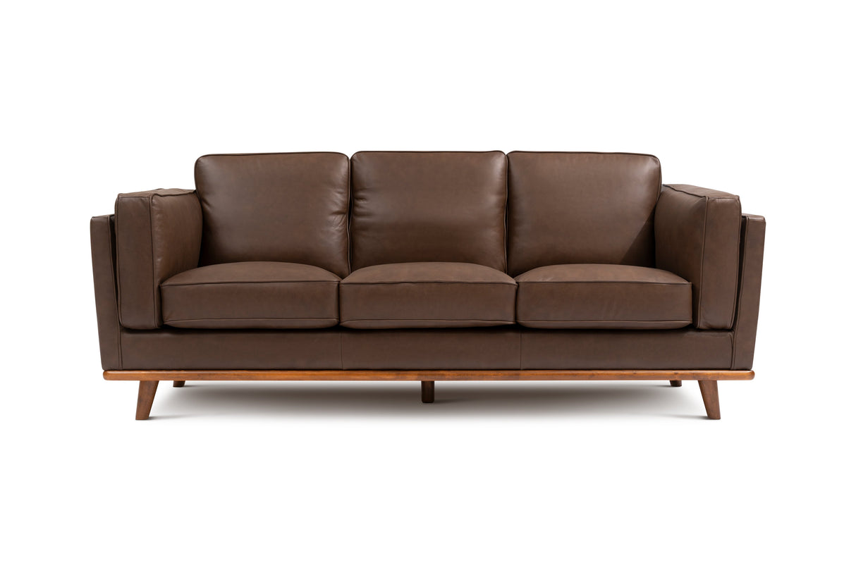 Valencia Artisan Top Grain Leather Wide Three Seats Sofa, Chocolate
