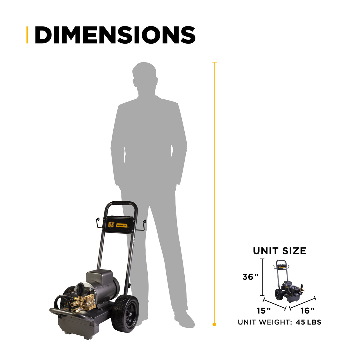 BE Power 2,000 PSI 3.5 GPM 5.0 HP Electric Pressure Washer with Baldor Motor and AR Triplex Pump - B205EA
