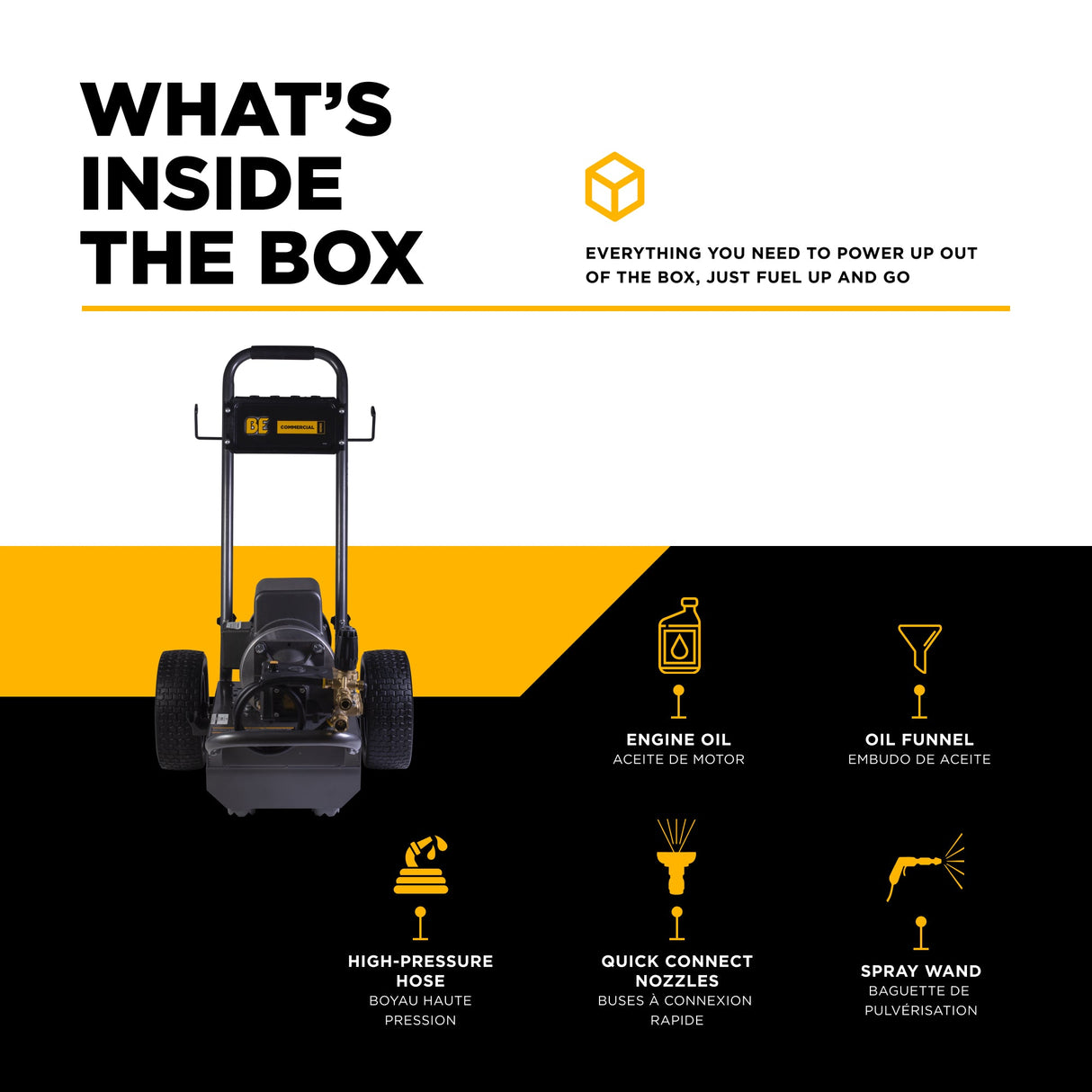 BE Power 2,000 PSI 3.5 GPM 5.0 HP Electric Pressure Washer with Baldor Motor and AR Triplex Pump - B205EA