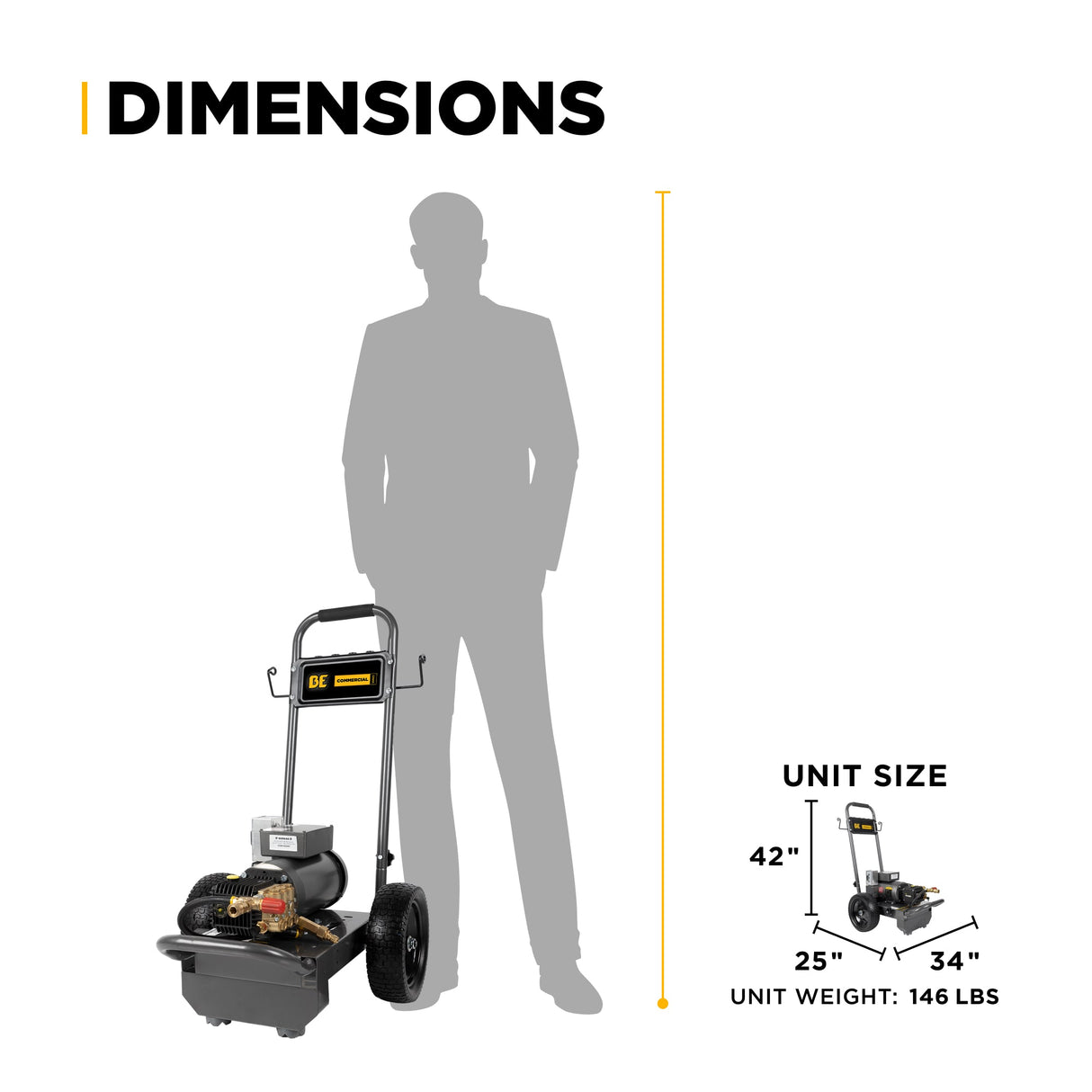 BE Power 2,000 PSI 3.5 GPM 5.0 HP Electric Pressure Washer with Baldor Motor and General Triplex Pump - B205EG