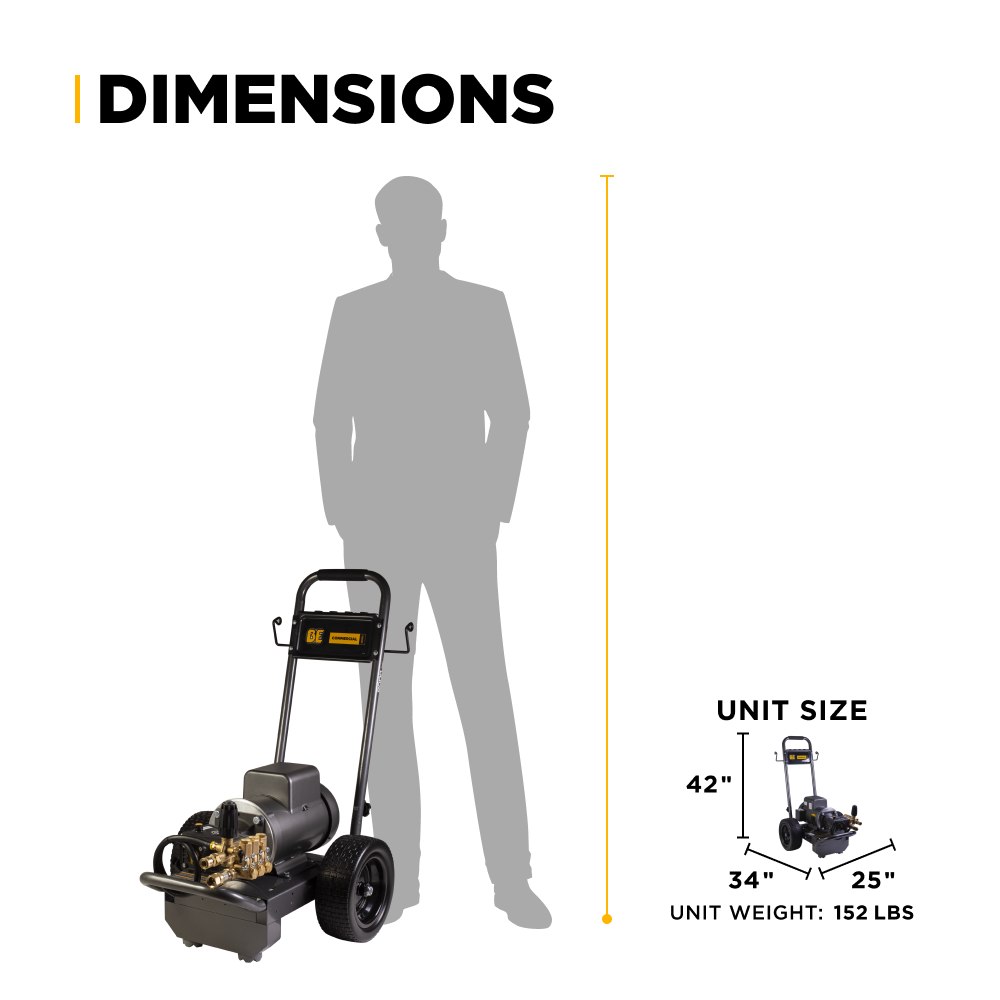 BE Power 2,700 PSI 3.5 GPM 7.5 HP Electric Pressure Washer with Baldor Motor and AR Triplex Pump - B2775EA