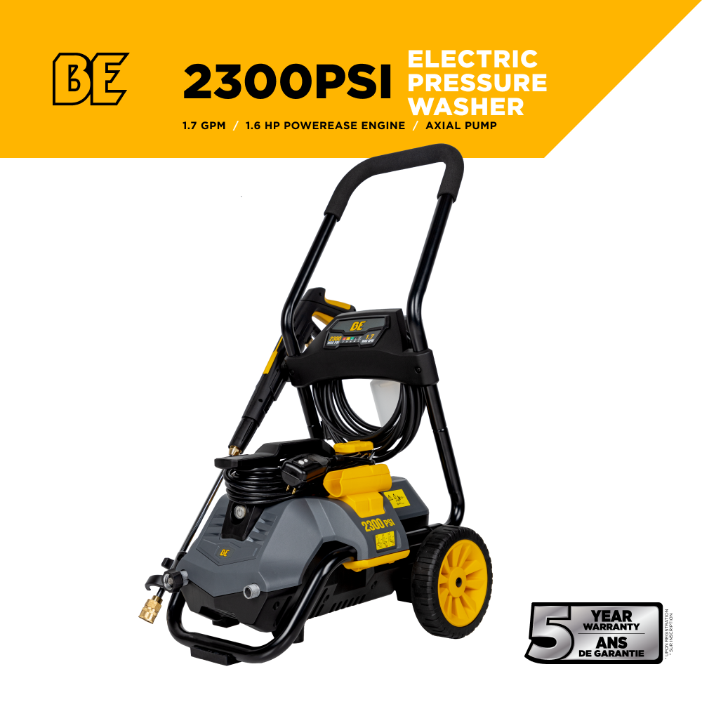 BE Power 2,300 PSI 1.7 GPM Electric Pressure Washer with Powerease Motor and AR Axial Pump - P2314EN