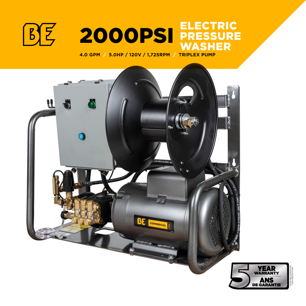BE Power 3,000 PSI 4.0 GPM 7.5 HP Electric Pressure Washer with Baldor Motor and AR Triplex Pump - X-2775FW1A