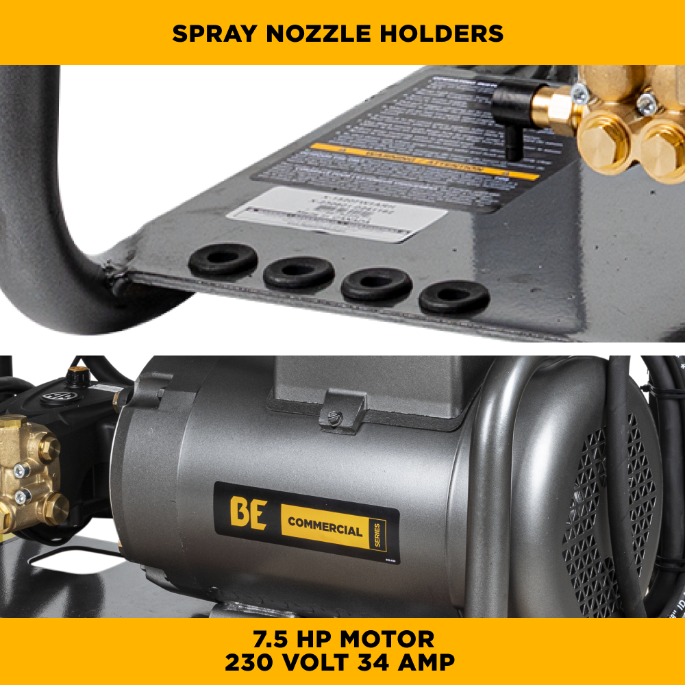 BE Power 3,000 PSI 4.0 GPM 7.5 HP Electric Pressure Washer with Baldor Motor and AR Triplex Pump - X-2775FW1A