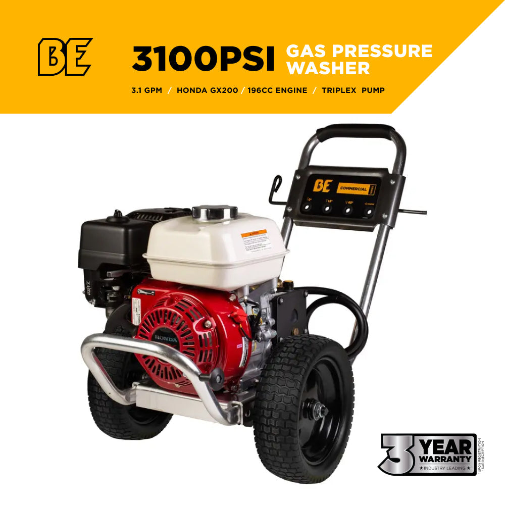 BE Power 3,100 PSI 3.1 GPM Cold Water Gas Pressure Washer - B3165HACS