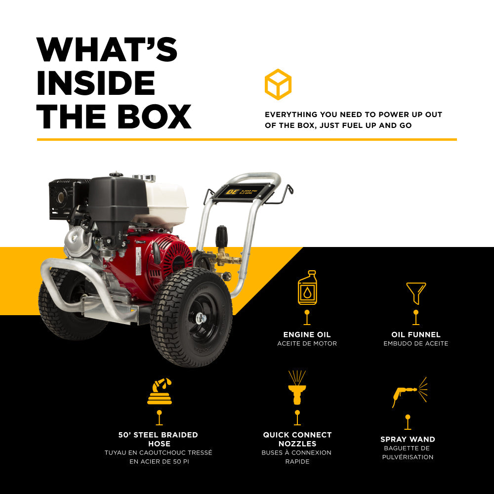 BE Power 3,200 PSI 5.2 GPM Cold Water Gas Pressure Washer - B3213HABCS