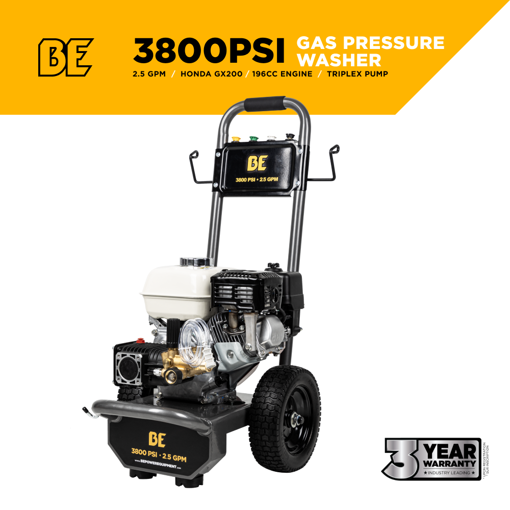 BE Power 3,800 PSI 2.5 GPM Cold Water Gas Pressure Washer - B3865HA