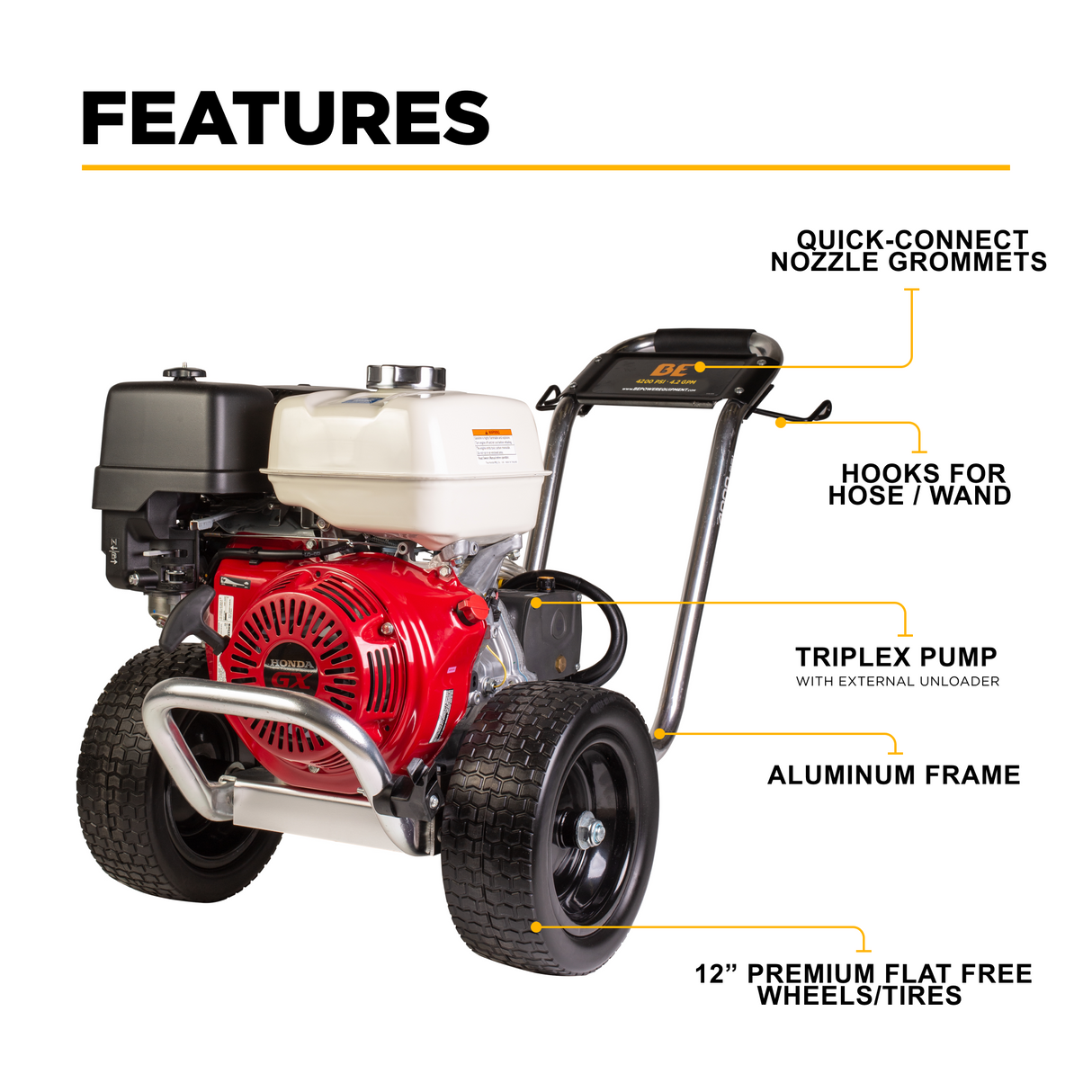 BE Power 4,200 PSI 4.2 GPM Cold Water Gas Pressure Washer - B4213HAAS