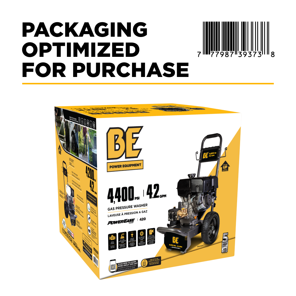 BE Power 4,400 PSI 4.2 GPM Cold Water Gas Pressure Washer - B4415PA
