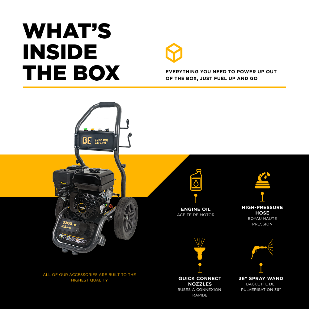 BE Power 3,200 PSI 2.5 GPM Cold Water Gas Pressure Washer - BE327PX