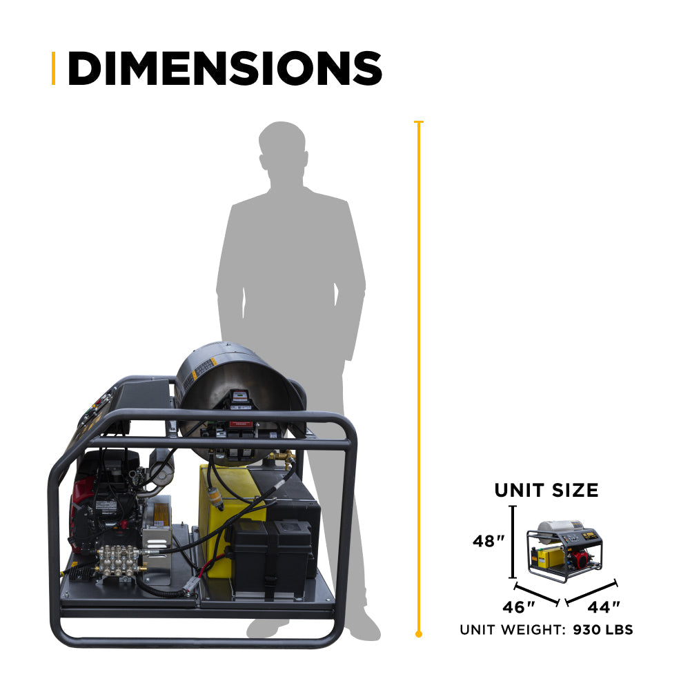 BE Power 3,500 PSI - 8.5 GPM Hot Water Pressure Washer Honda GX690 Engine and AR Triplex Pump - HW3524HA12V