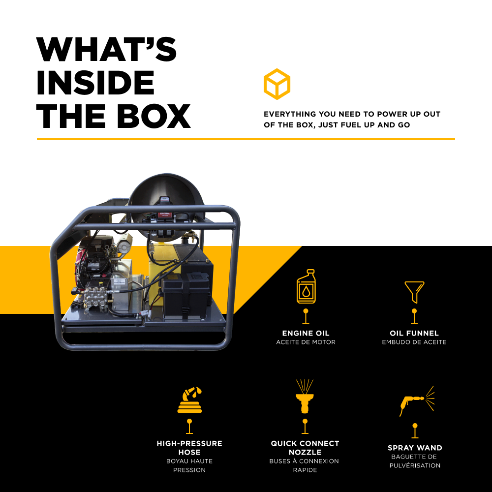 BE Power 3,500PSI 5.6GPM Hot Water Pressure Washer Honda GX690 Engine and General Triplex Pump - HW3524HG12V