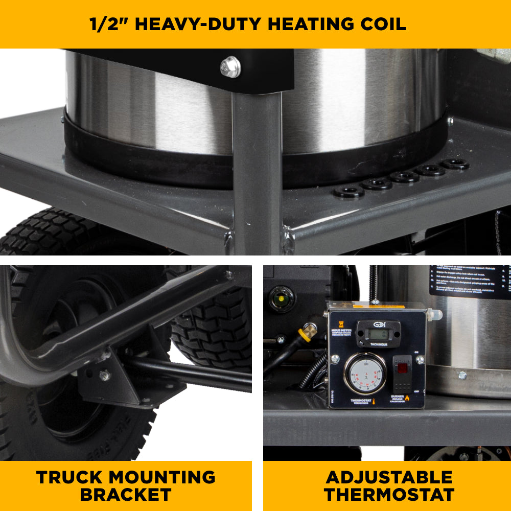 BE Power 4,000 PSI - 4.0 GPM Hot Water Pressure Washer with Honda GX390 Engine and Belt Driven General Triplex Pump - HW4013HBG