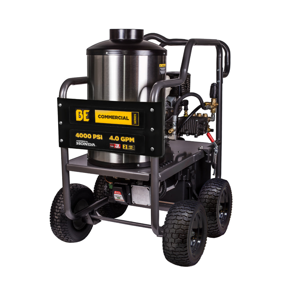 BE Power 4,000 PSI - 4.0 GPM Hot Water Pressure Washer with Honda GX390 Engine and General Triplex Pump - HW4013HG
