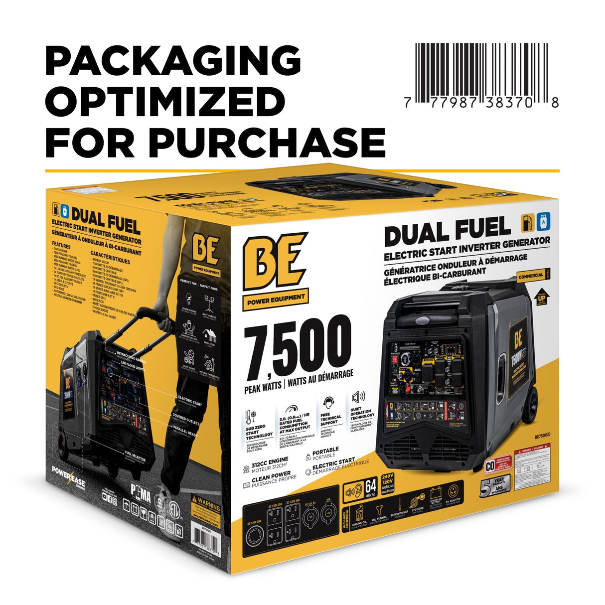 BE Power 7,500 Watt Digital Inverter Generator - BE7500ID