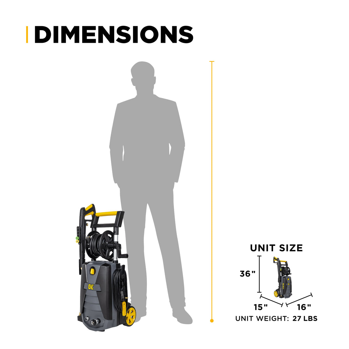 BE Power 2,150 PSI 1.6 GPM Electric Pressure Washer with Powerease Motor and AR Axial Pump - P2115EN