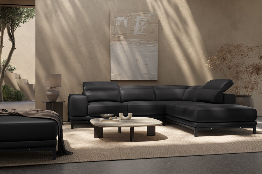 Valletta Leather Corner Sectional Sofa