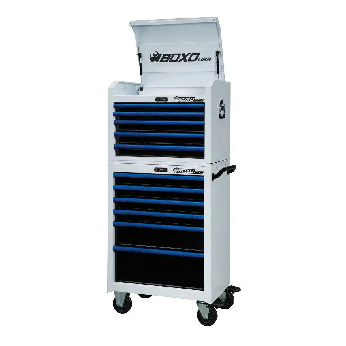 Pro Series | 26" 11-Drawer Rolling Tool Box | White and Blue