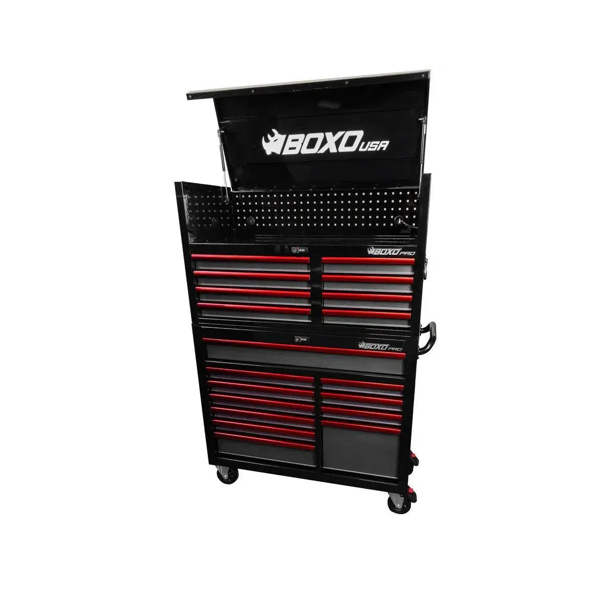 Pro Series | 45" 19-Drawer Rolling Tool Box | Black and Red