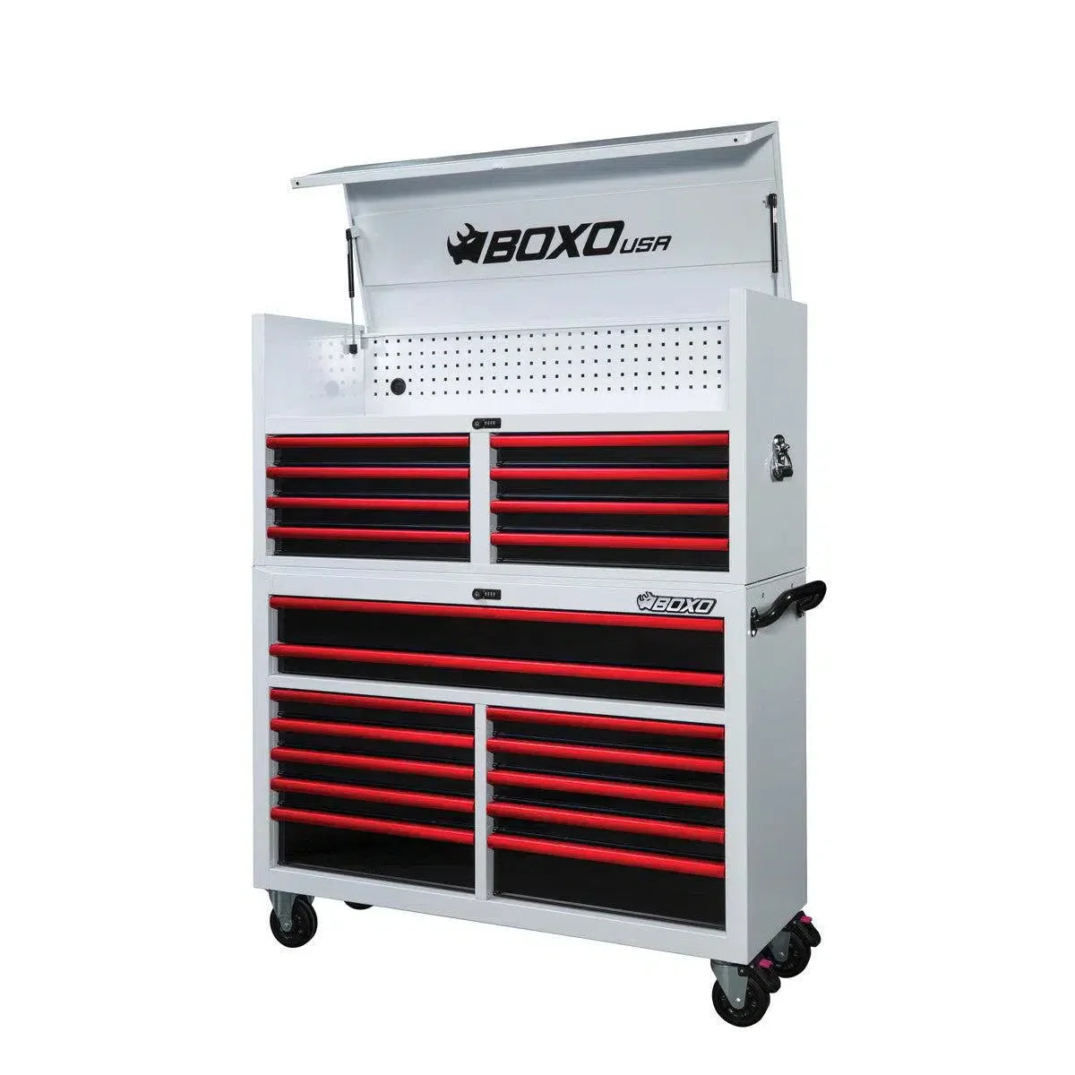 Pro Series | 53" 20-Drawer Rolling Tool Box | White and Red