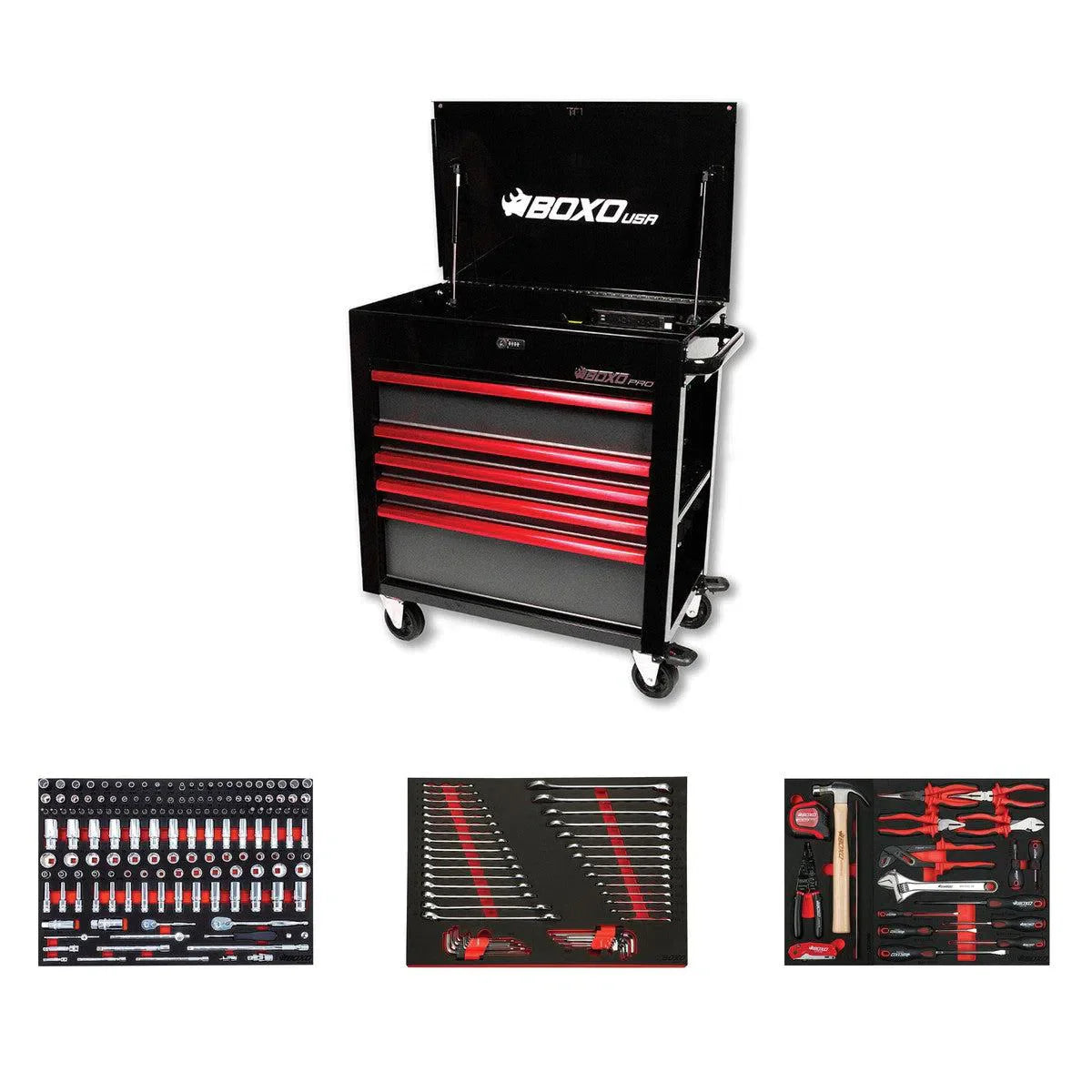 Pro Series | Loaded 35" 5-Drawer Flip-Top Service Cart Tool Box