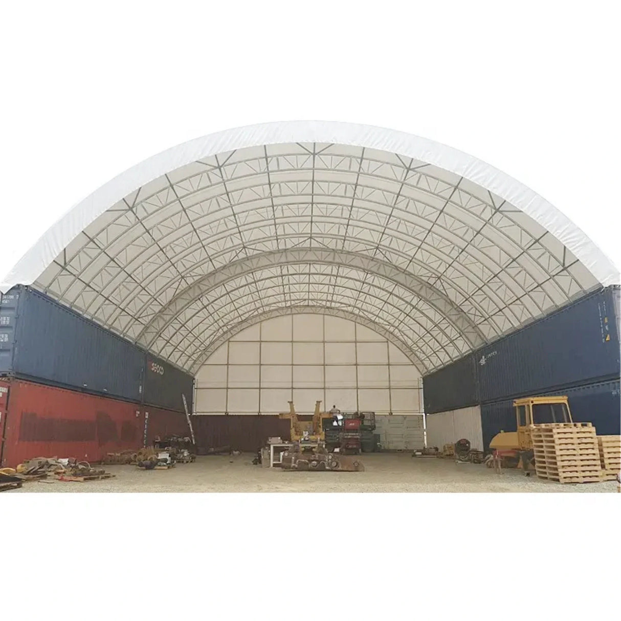 40'x40'x15' Double Truss Shipping Container Canopy Shelter