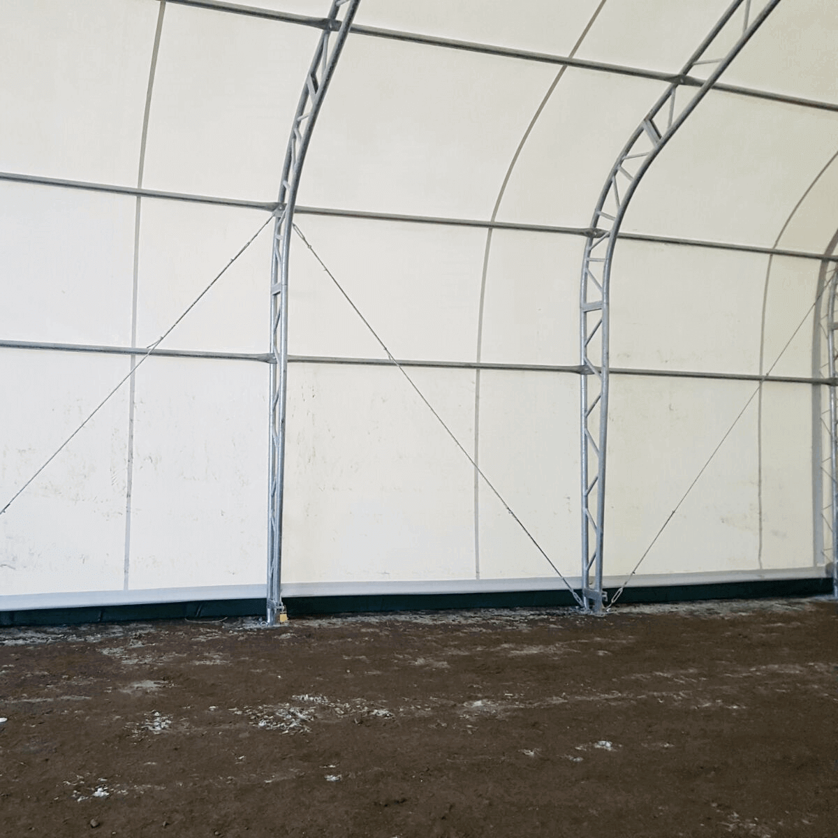 Double Truss Storage Shelter W40'xL80'xH21', 8' Truss Spacing